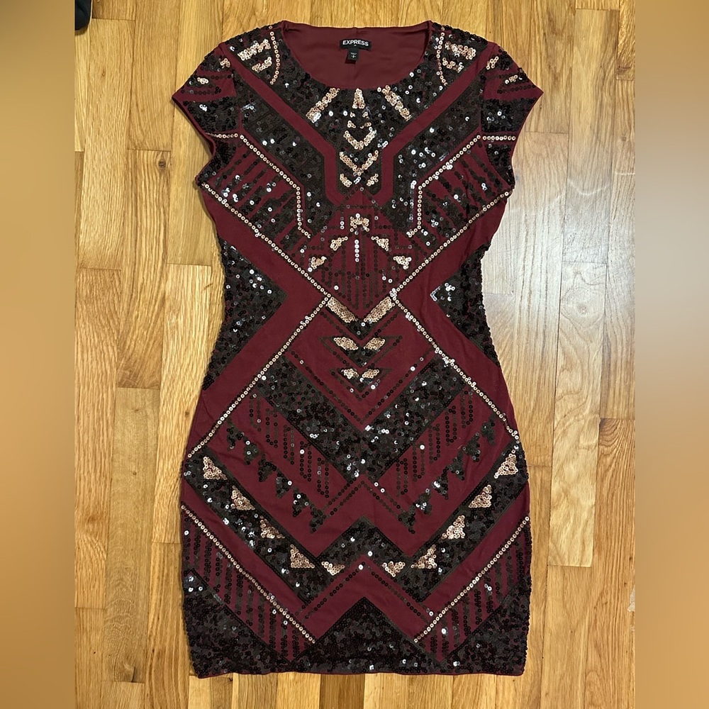 Express short sleeve sequin dress